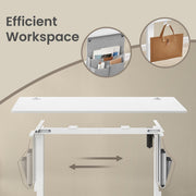 Close-up of the Vasagle desk's sliding storage pocket that moves along the frame