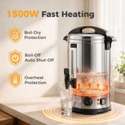 Safety graphic for 1500W heating with boil-dry, boil-off and overheat protection