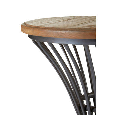 Close-up of elm wood seat grain on bar stool