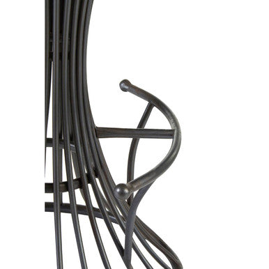 Close-up of elm seat edge and metal frame join