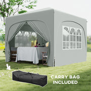 Light Grey 3 x 3m Pop Up Gazebo Shelter with Sides UPF50+ by Outsunny