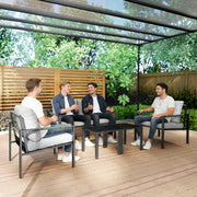 5 Piece Garden Sofa Set With Cushioned Chairs and Coffee Tables for Patio Light Grey