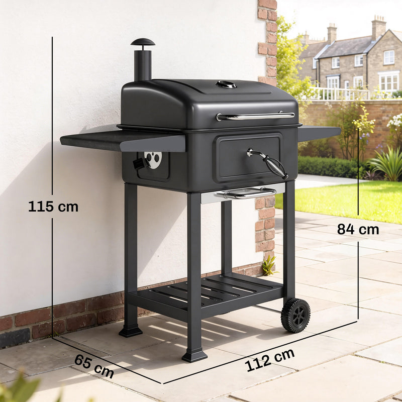 Charcoal BBQ Grill with Large Cooking Area and Easy Heat Control for Garden Gatherings Black