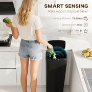 50L Motion Sensor Kitchen Bin With Soft Close Lid For Rubbish Disposal Black AOSOM