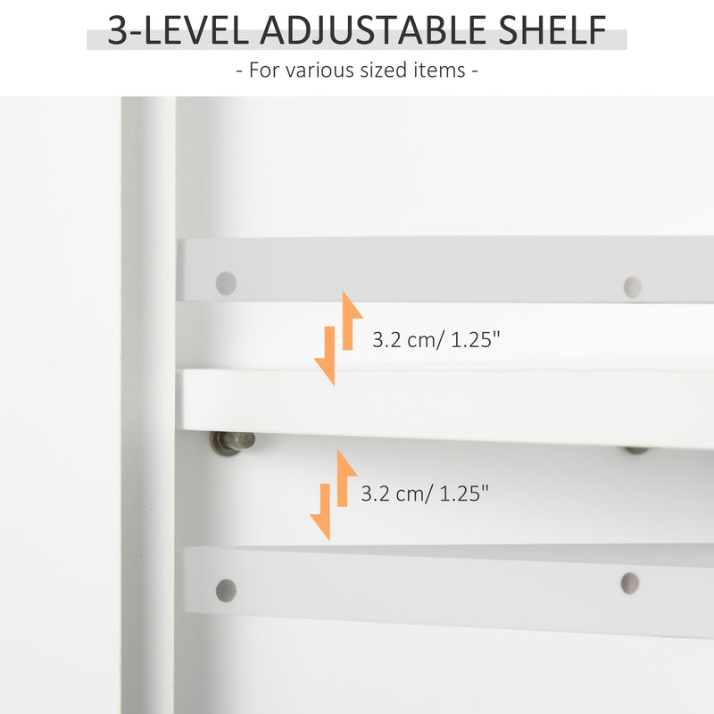 Wall Mounted Storage Cabinet with Adjustable Shelf for Bathroom or Kitchen White AOSOM