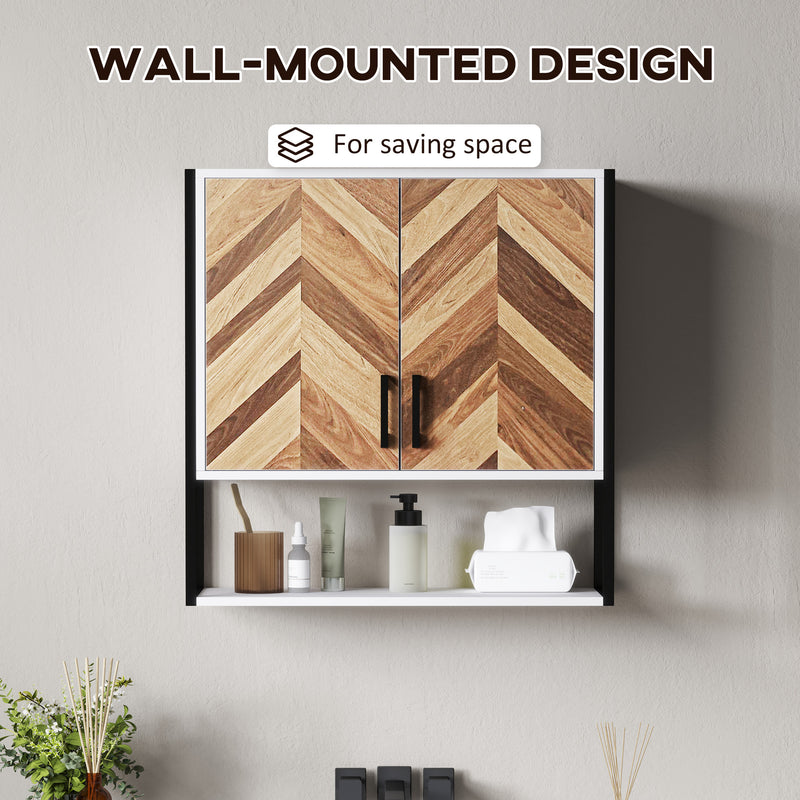 Walnut Wall Mounted Bathroom Cabinet With Adjustable Shelf and Double Doors by HOMCOM