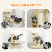 Multi Level Cat Tree With Condo And Sisal Scratching Posts For Indoor Kittens Beige AOSOM