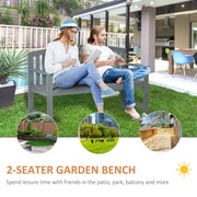2 Seater Grey Wooden Garden Bench With Arms