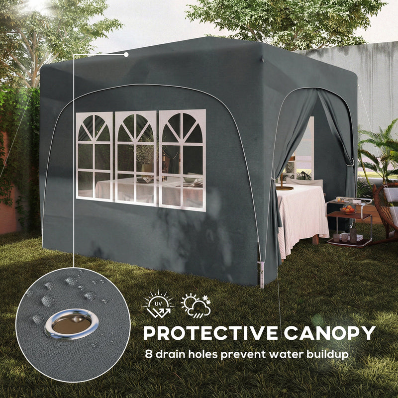3x3m Pop Up Garden Gazebo with UPF50+ Sun Protection and Easy Setup for Outdoor Gatherings, Dark Grey Outsunny