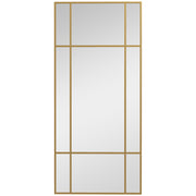Decorative Grid Wall Mirror With Hanging Hooks Ideal for Hallway or Living Room Gold Tone