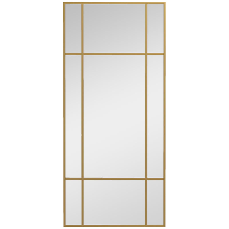 Decorative Grid Wall Mirror With Hanging Hooks Ideal for Hallway or Living Room Gold Tone