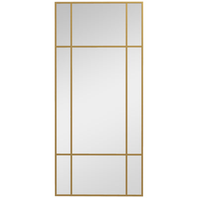 Decorative Grid Wall Mirror With Hanging Hooks Ideal for Hallway or Living Room Gold Tone