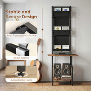 Record Player Stand with Vinyl and CD Storage for Organised Music Area Rustic Brown AOSOM