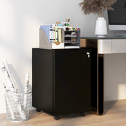 Steel Mobile Filing Cabinet 3 Drawers with Lock and Wheels Fits A4 and Legal, Black