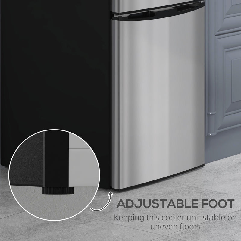 88L Under Counter Fridge Freezer with Adjustable Temperature and 3 Star Freezer, Black & Silver