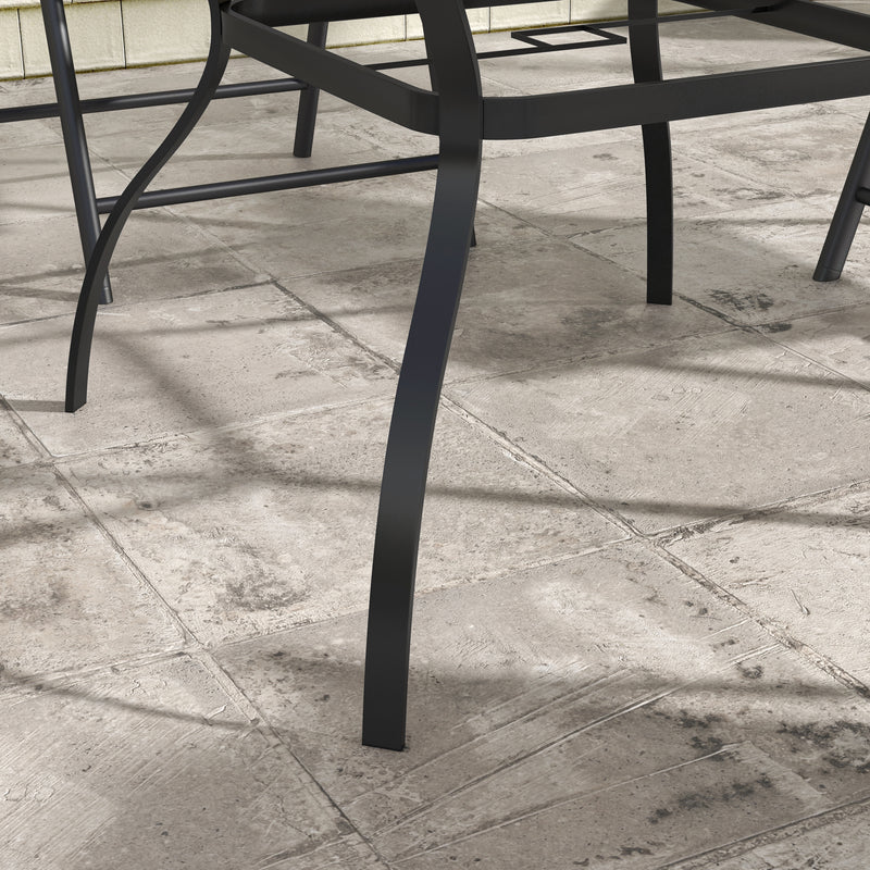 Brown 4 Seater Steel Square Garden Table With Parasol Hole Ideal For Outdoor Dining