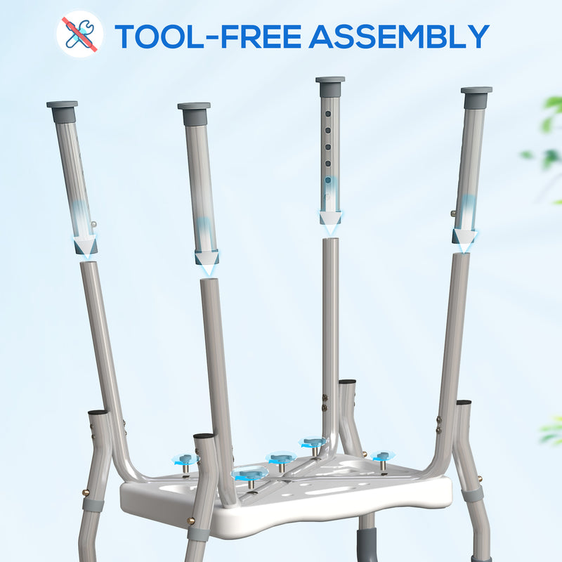 Adjustable Aluminium Bath Seat With Non Slip Legs For Elderly Or Disabled Users, Light Blue
