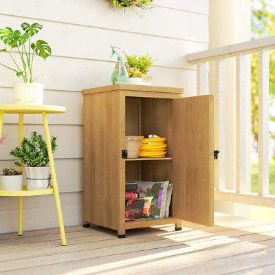 Compact Outdoor Storage Cupboard for Small Patios or Balconies with Shelves, Light Brown, 45x45x85cm Outsunny