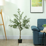 Artificial Olive Tree 4ft with 450 Leaves and 20 Fruits in Pot for Indoor Decor by Outsunny