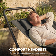 Garden Hammock with Stand and Headrest for Relaxing Outdoors Dark Grey Outsunny