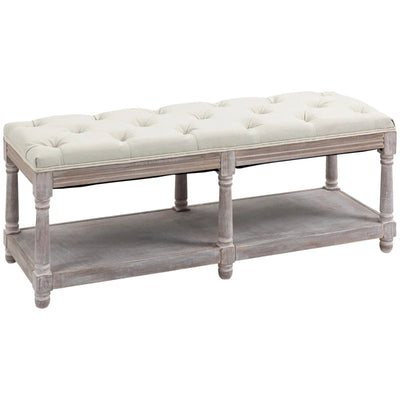 Vintage Shoe Bench With Button Tufted Cushioned Seat Homcom