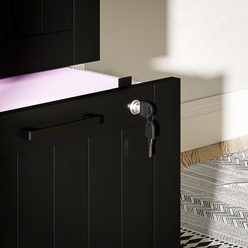 4 Drawer Lockable Filing Cabinet With Adjustable File Bars For Office Organisation Black