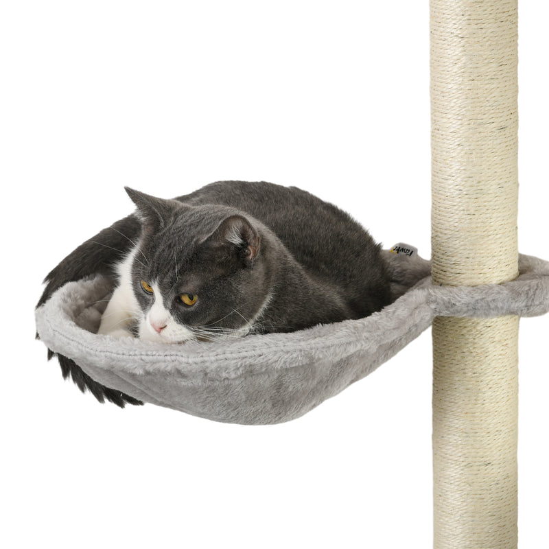 Wall Mounted Cat Climbing Set with Hammock and Steps for Indoor Cats Grey
