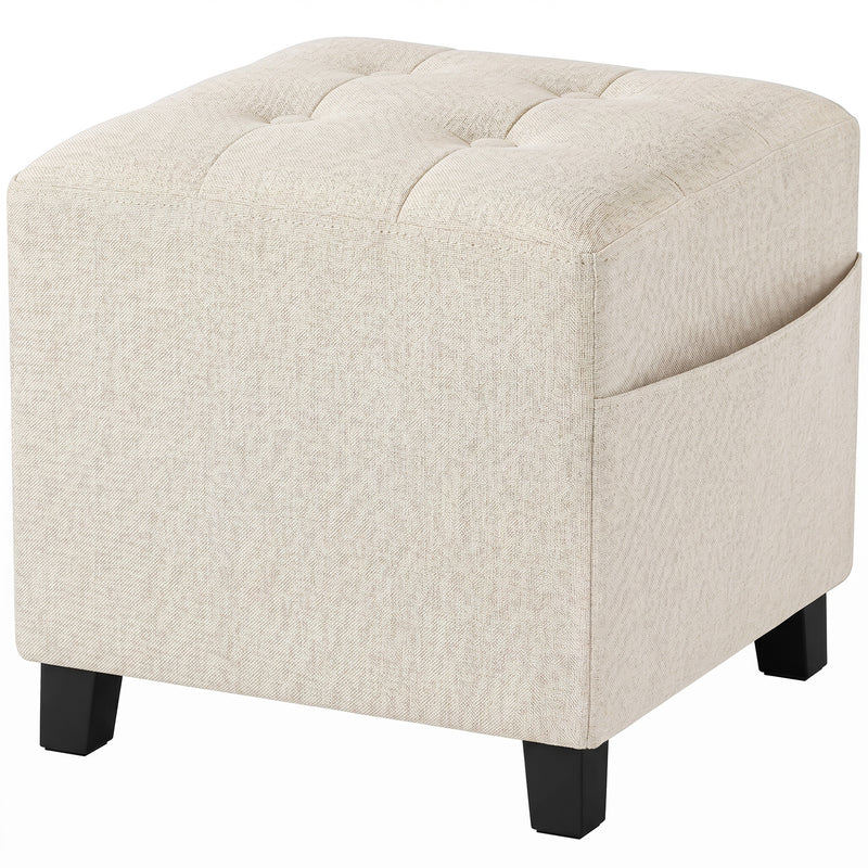 Storage Footstool with Side Pocket for Small Spaces and Extra Comfort
