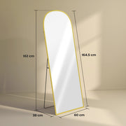 Gold Full Length Standing Mirror with 165cm Aluminium Frame Ideal for Bedroom or Dressing Room