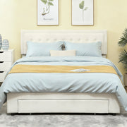 King Size Ottoman Storage Bed Cream White - angle view