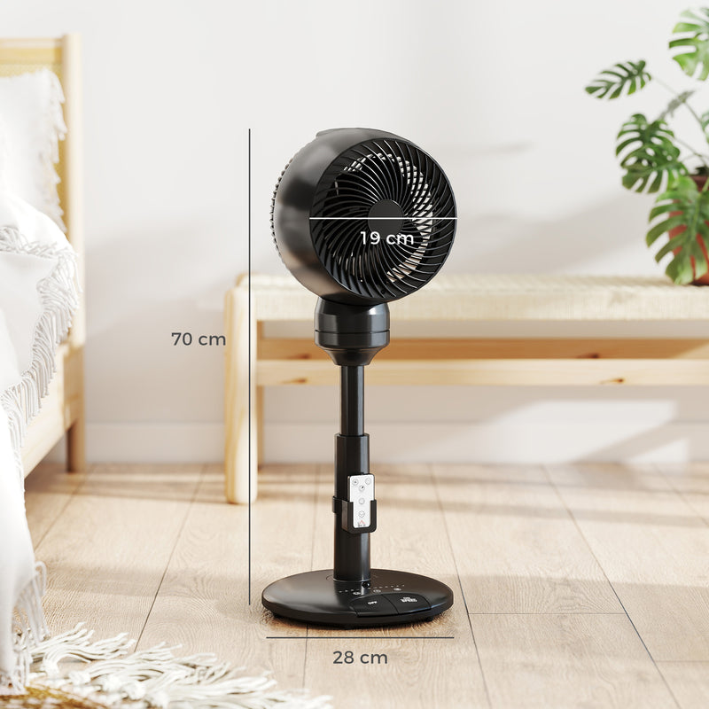 Electric Air Circulator Fan with Remote Control and Timer for Bedroom or Office Black AOSOM