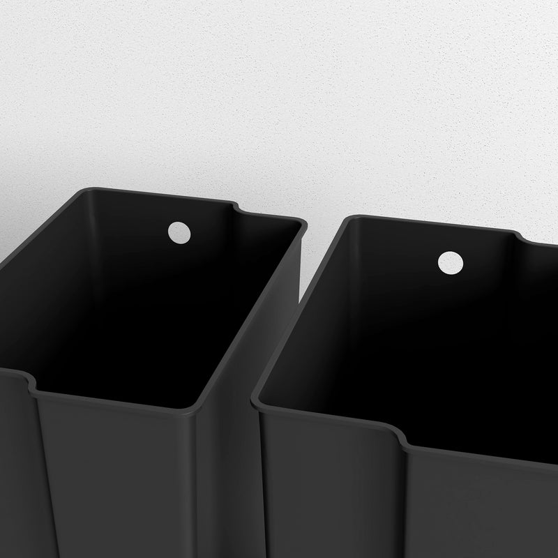 Black 50L Dual Compartment Indoor Kitchen Recycling Bin with Deodorisers - Stainless Steel
