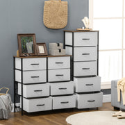 8 Drawer Fabric Storage Chest With Wooden Top For Bedroom Nursery Or Hallway Grey