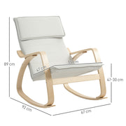 Cream White Upholstered Rocking Chair with High Back and Headrest for Living Room by HOMCOM