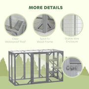 Grey Wooden Outdoor Cat House With Large Door, Platforms and Weatherproof Roof by PawHut