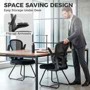 Desk Chair with Flip Up Arms for Easy Under Desk Storage Black Homcom