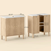 Under Sink Bathroom Cabinet for Pedestal Basin with Storage Shelf Space Oak