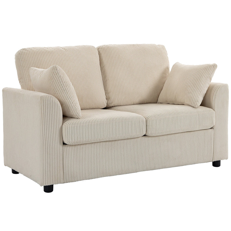 2 Seater Sofa for Small Living Rooms with Firm Support and Soft Corduroy Upholstery