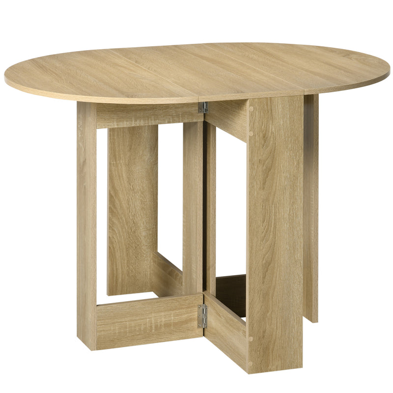 Round Folding Drop Leaf Dining Table for Small Kitchens or Dining Rooms Space Saving Oak