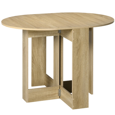 Round Folding Drop Leaf Dining Table for Small Kitchens or Dining Rooms Space Saving Oak