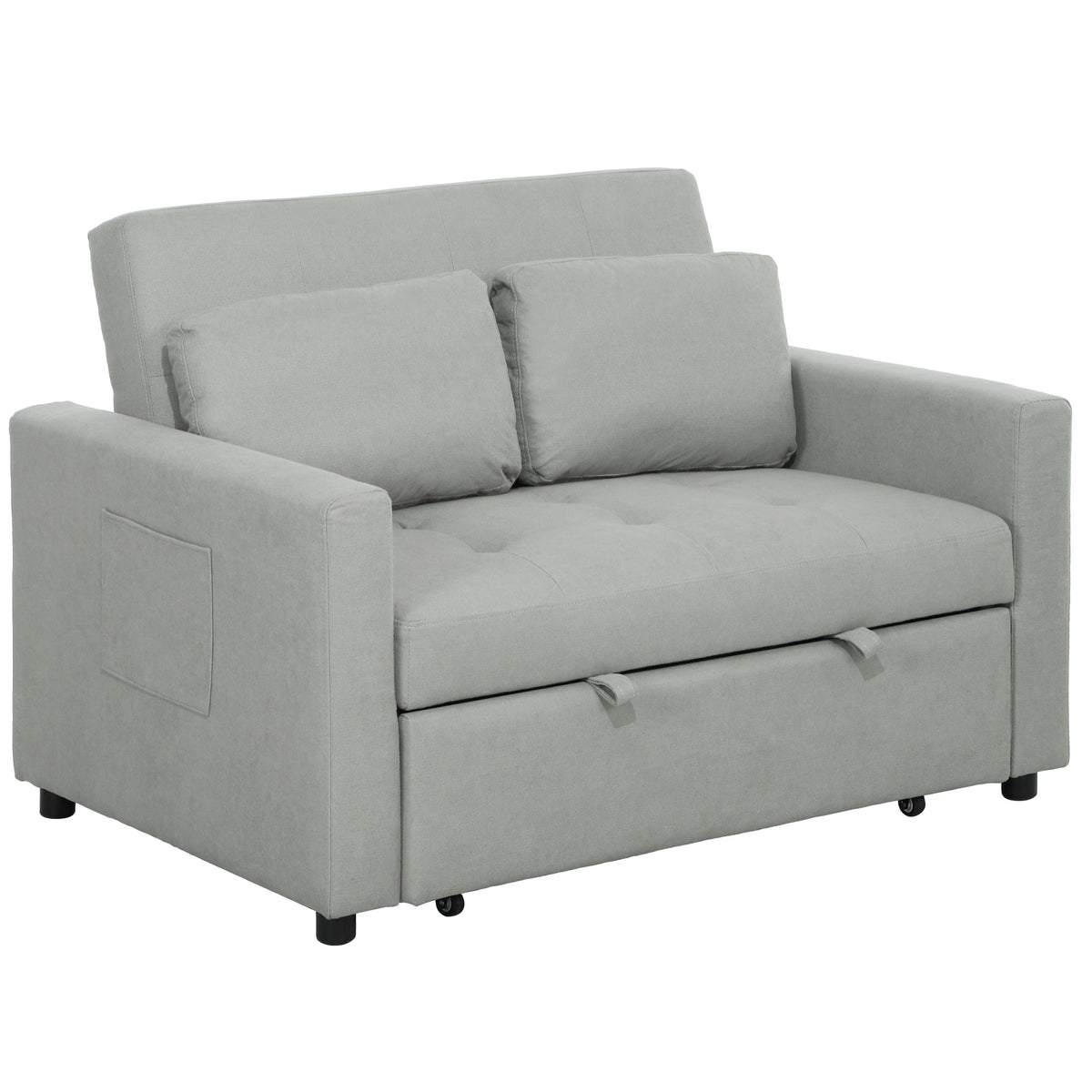 Buy HOMCOM Light Grey Velvet 2 Seater Sofa Bed | Opal Retail
