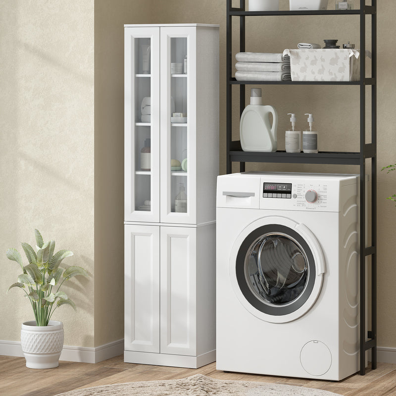 Bathroom Floor Cabinet Slim Storage for Small Spaces with Adjustable Shelf White