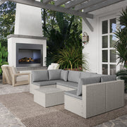 Grey 7 Seater Modular Rattan Garden Furniture Set with Cushions
