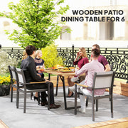 Large Rectangular Garden Table for 6 with Parasol Hole Weather Resistant Wood