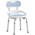 Shower Stool with Height Adjustment and Non Slip Feet for Safe Bathing White Blue