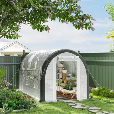 White 3x2m Walk In Tunnel Greenhouse Steel Frame by Outsunny