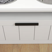 Raised Dog Bowl with Slow Feeder and Storage Drawer for Large Dogs White by PawHut