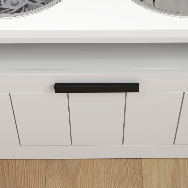 Raised Dog Bowl with Slow Feeder and Storage Drawer for Large Dogs White by PawHut