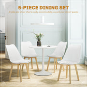 Five Piece White Modern Dining Set With Table And Chairs For Kitchen Or Dining Room