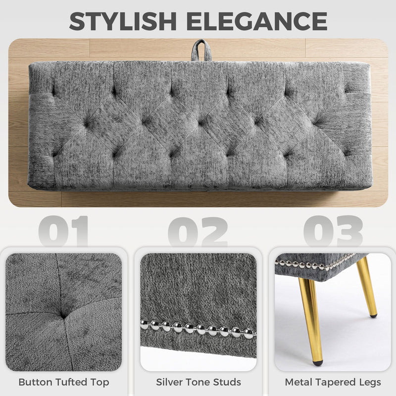 Ottoman storage bench - Grey